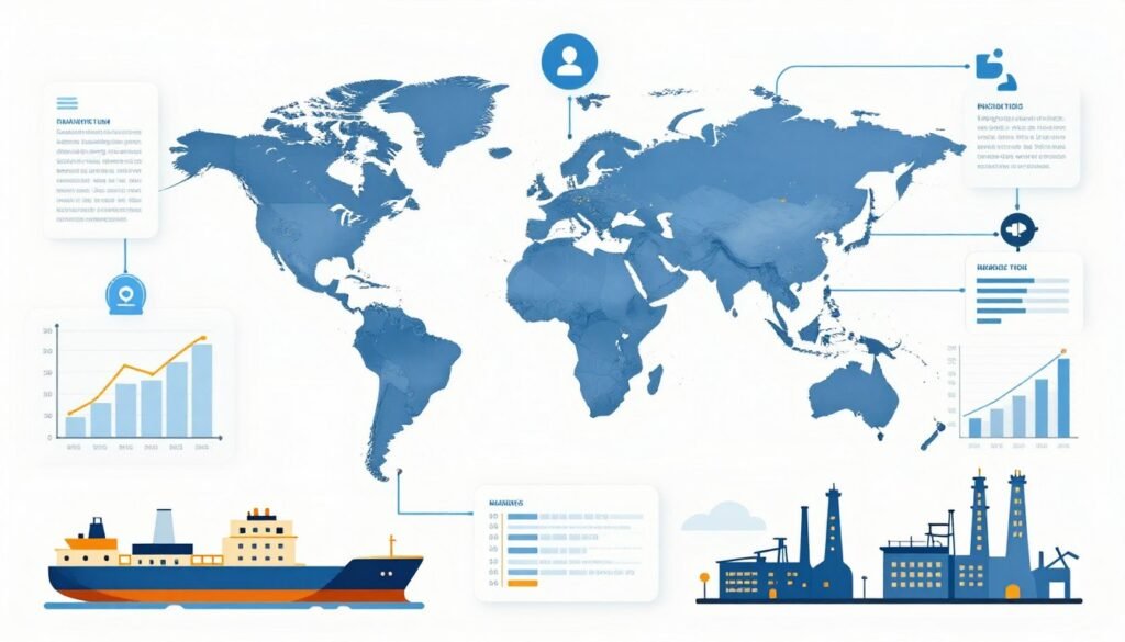 Complex global energy supply chain showing multiple factors