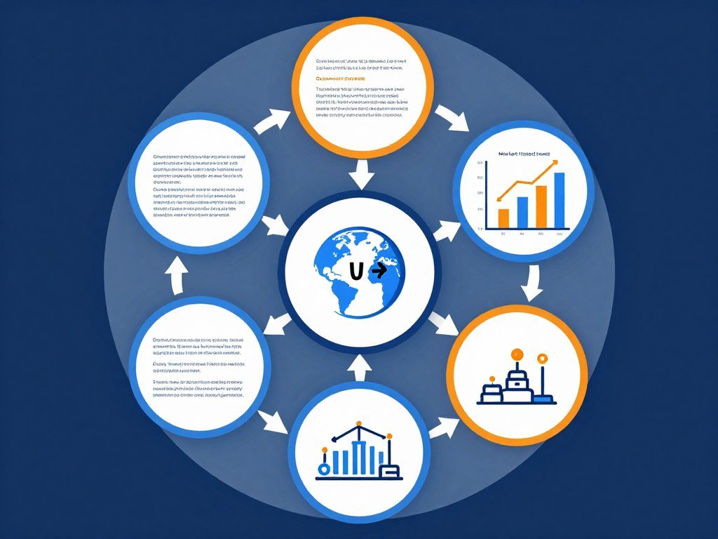Diagram showing multiple factors causing AI job displacement including policy, market trends, and technological advancement