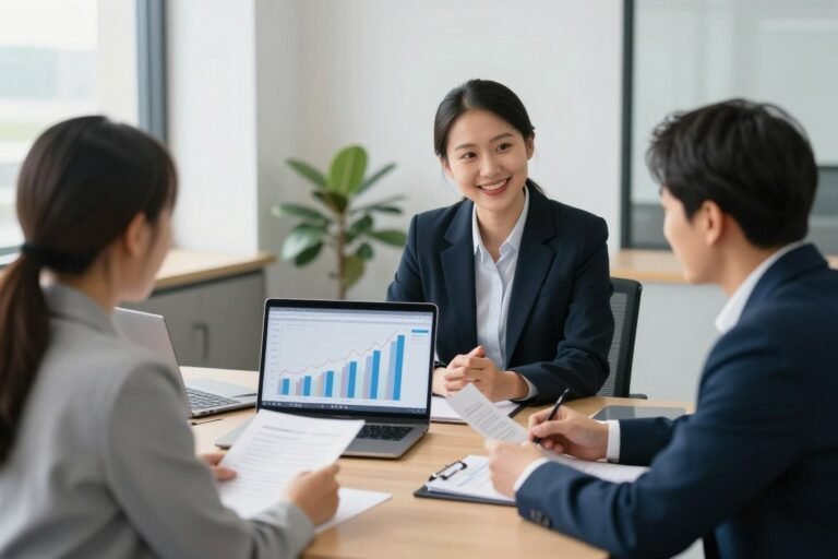 Economic consultation showing advisor helping clients navigate energy transition financial planning