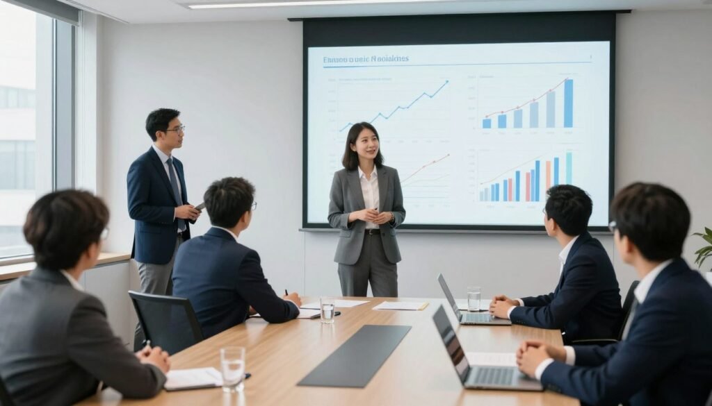 Economic experts analyzing foreign energy supply forecasts