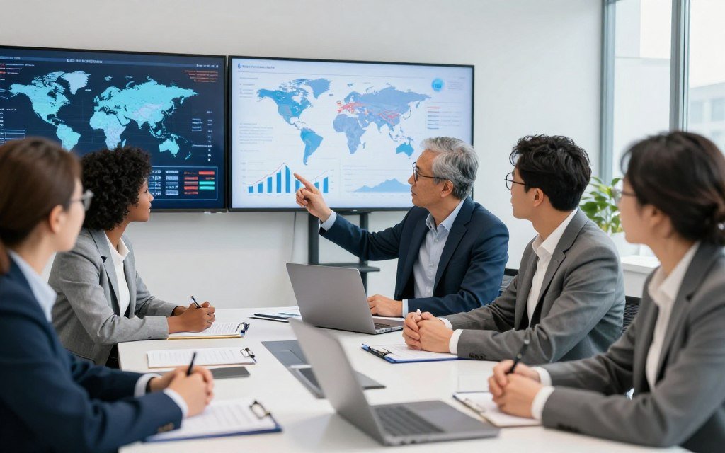 Economic experts analyzing geopolitical risks