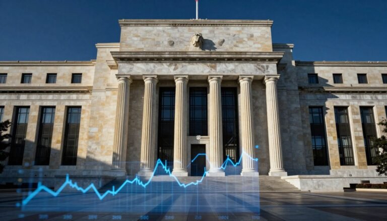 Federal Reserve building facade showing columns and monetary policy symbols representing inflation control measures