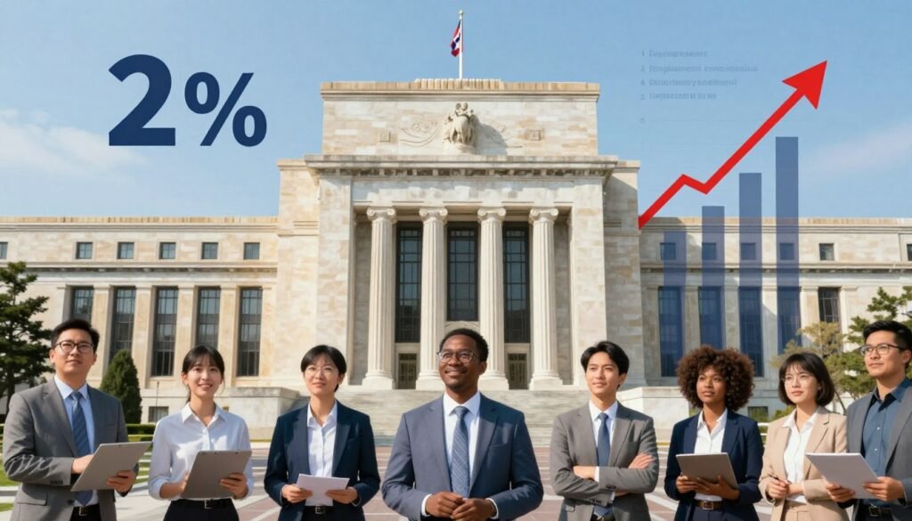 Federal Reserve successfully controlling inflation with U.S. economy showing balanced growth, stable prices, and healthy employment in future outlook