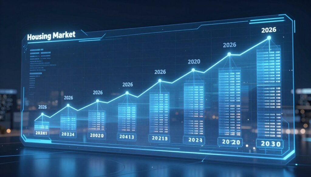 Future economic outlook for housing market 2026-2030 with forecasting visualization