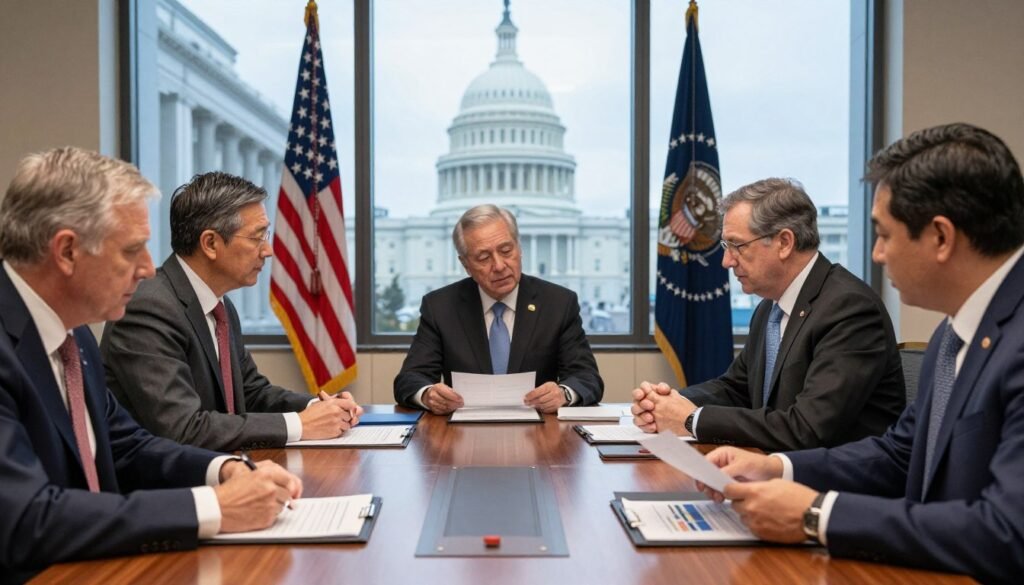 Government policy makers discussing economic solutions