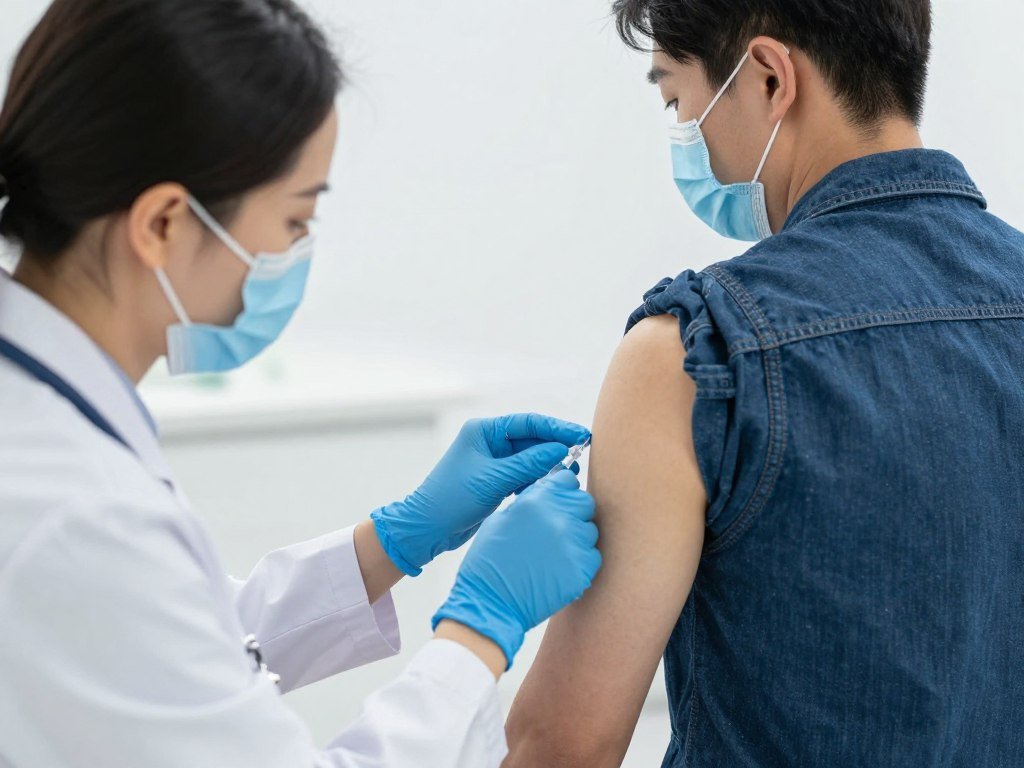 Healthcare worker administering vaccination for respiratory disease prevention