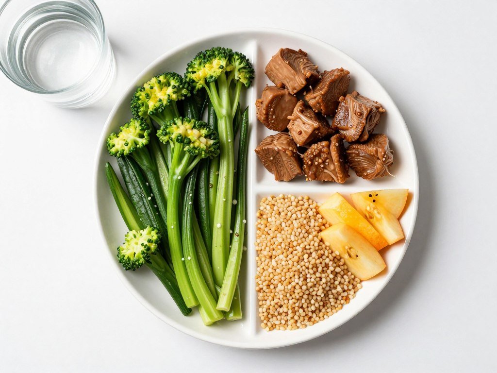 Healthy plate showing balanced meal proportions