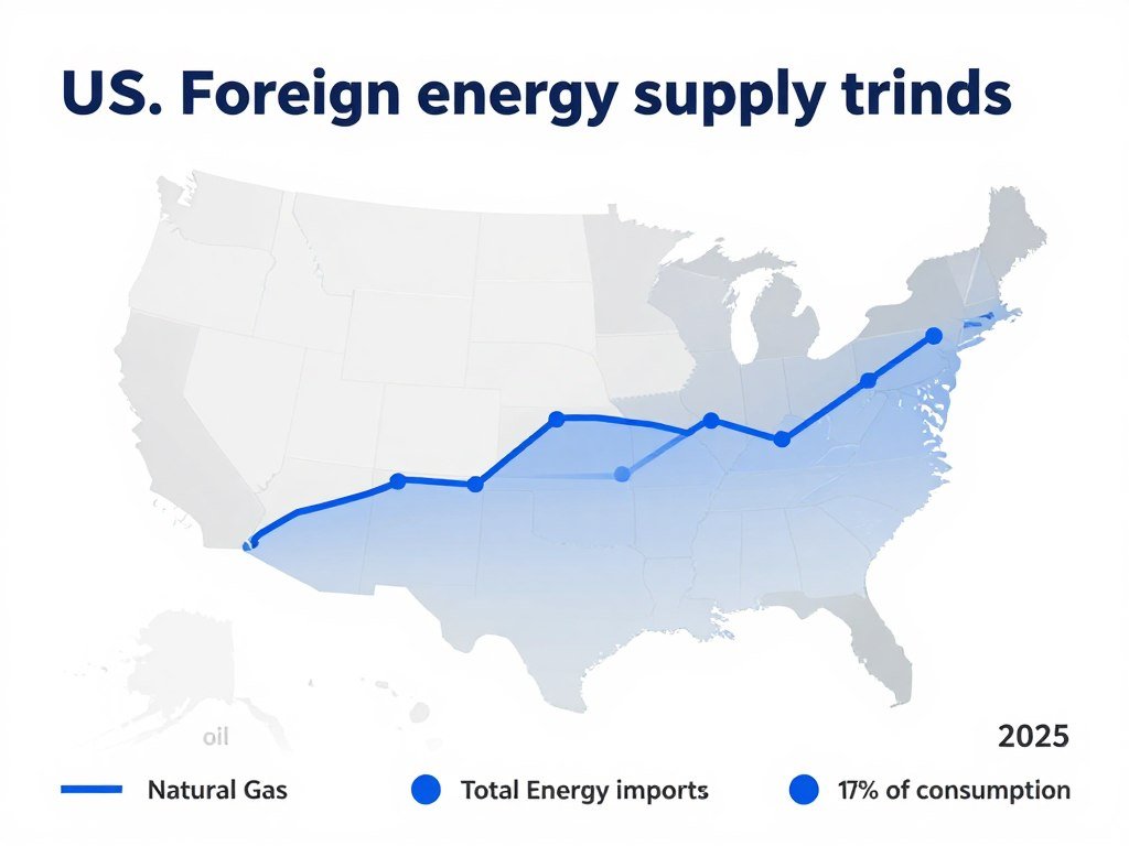 Historical chart showing foreign energy supply trends in United States