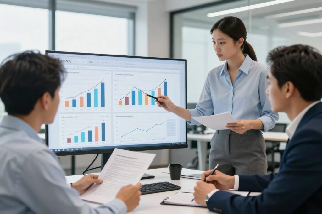 expert economists analyzing housing market data with charts and projections