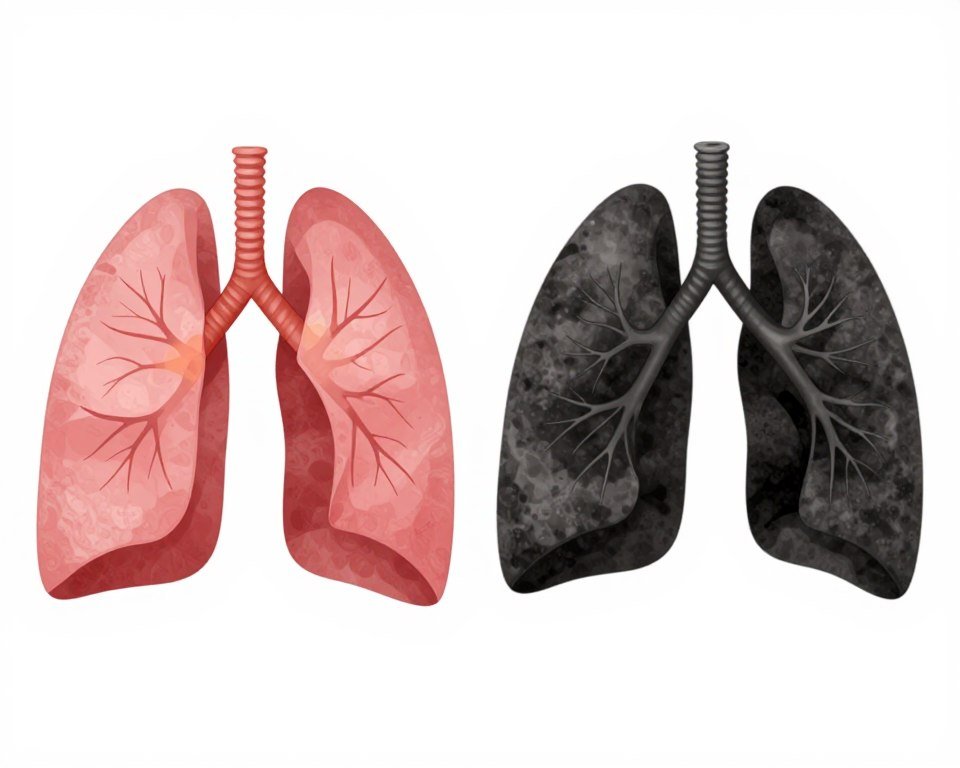 Comparison between healthy and damaged lungs from smoking