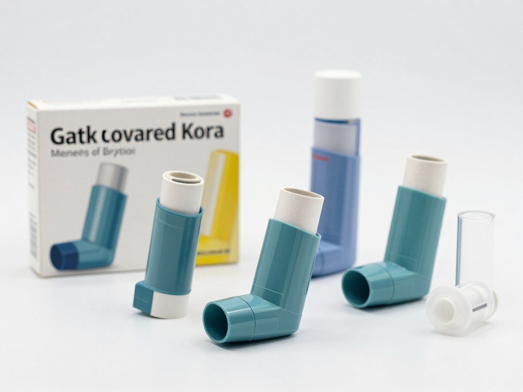 Different types of asthma inhalers displayed