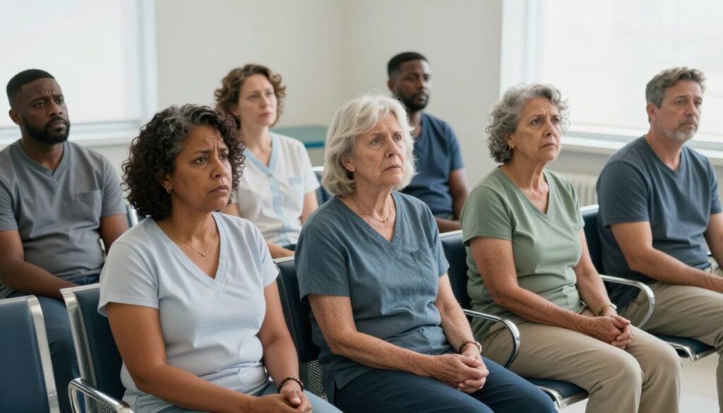 Diverse group of Americans across different age groups affected by liver disease