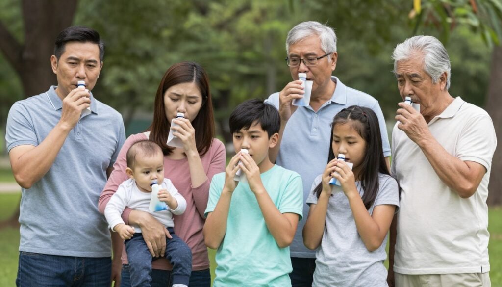 Diverse group showing different ages affected by asthma