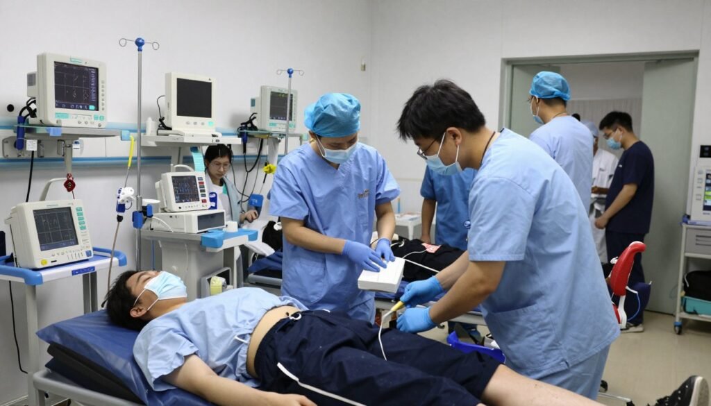 Emergency room scene showing liver disease crisis overwhelming US healthcare system