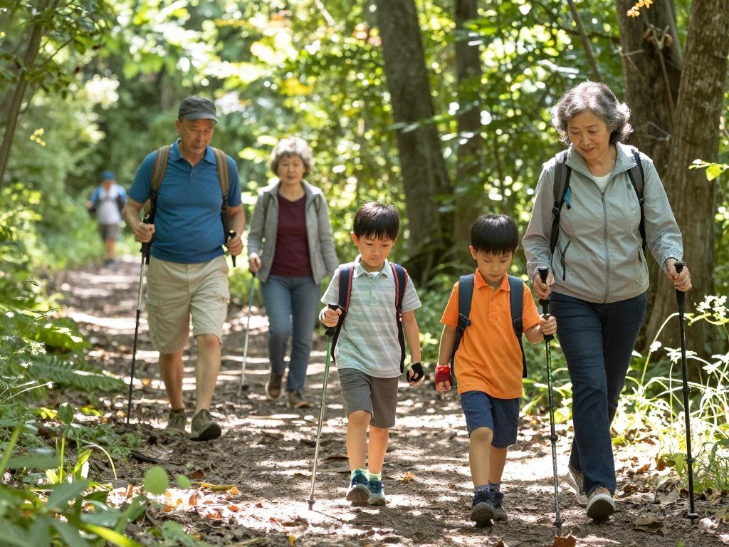 Family engaging in healthy outdoor activities together