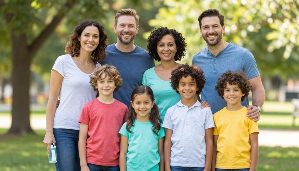 Healthy family protected against infectious diseases in USA