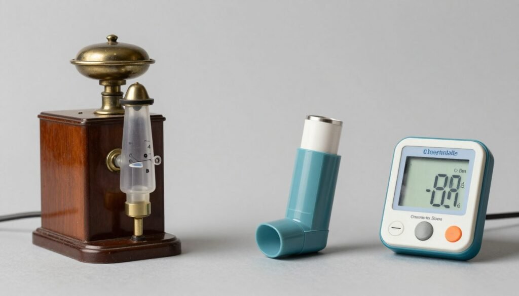 Historical medical equipment and modern asthma treatments