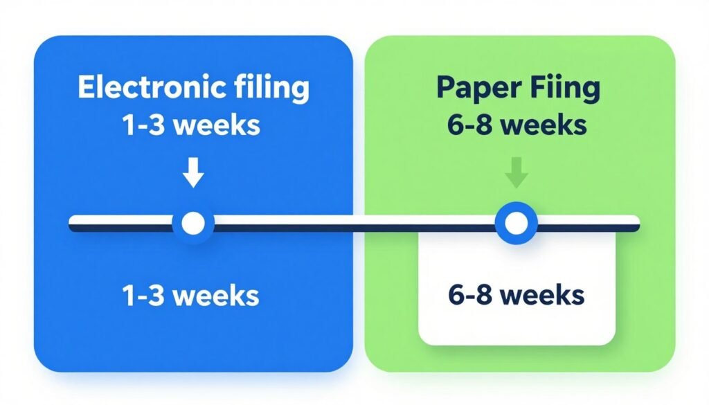 IRS refund processing timeline comparison chart for e-file vs paper filing tax refund