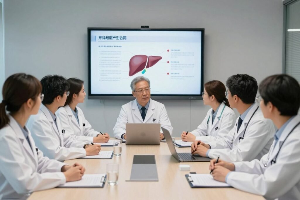 Panel of medical doctors and liver disease specialists discussing health crisis