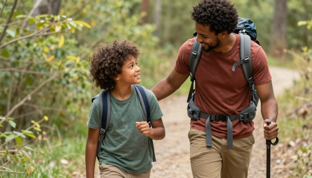 Parent teaching child healthy coping strategies and resilience building
