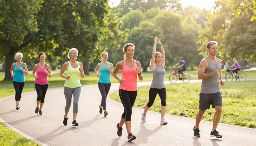 People exercising outdoors to strengthen immune system