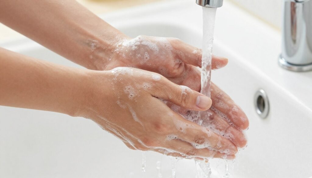 People practicing proper hand washing technique to prevent infectious diseases