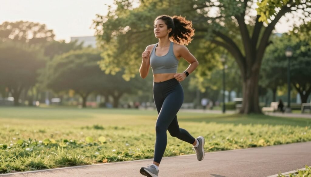 Person exercising outdoors showing healthy anxiety management through physical activity