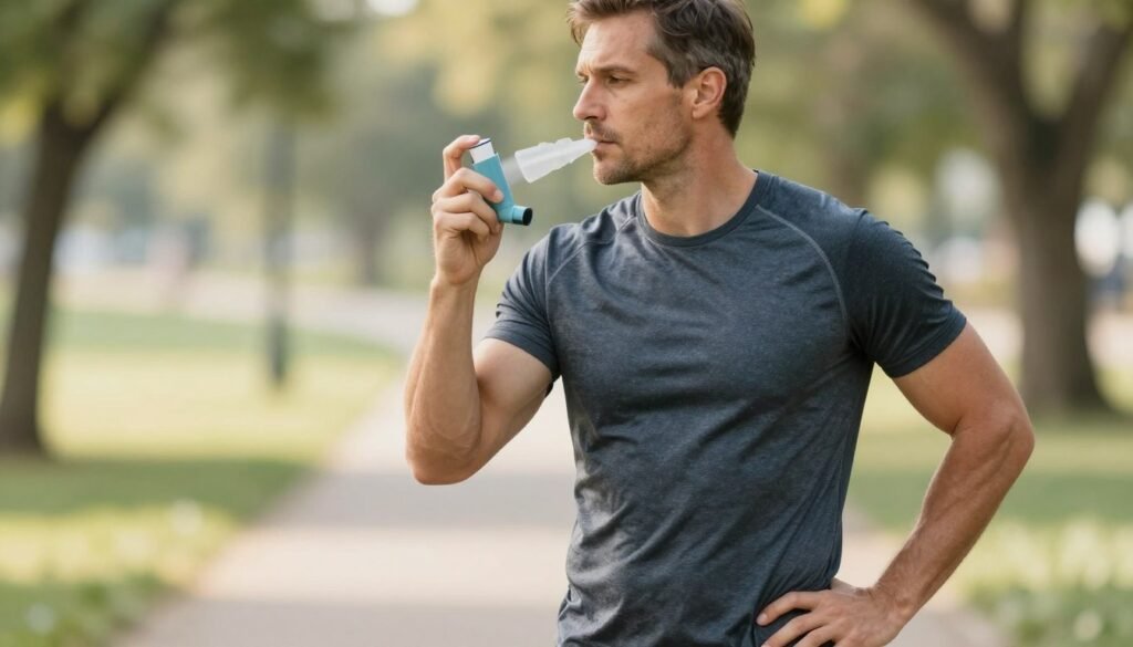 Person maintaining healthy lifestyle habits with asthma