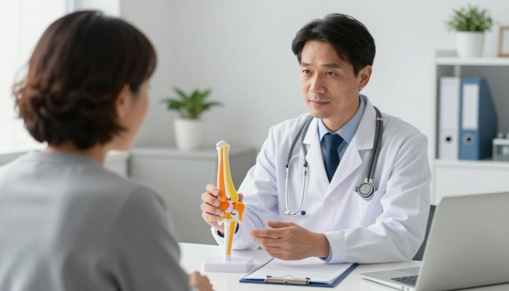 doctor consulting with arthritis patient