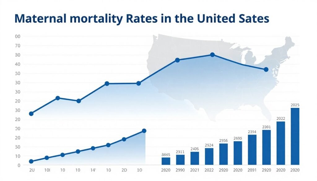 historical chart showing maternal health complications statistics over 100 years
