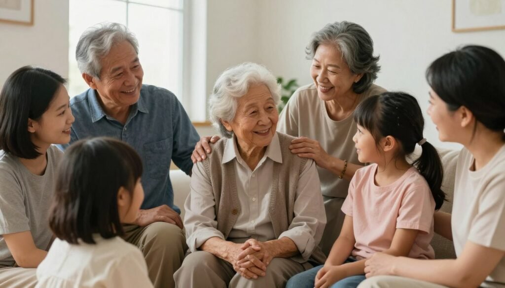 hopeful image of family supporting loved one with Alzheimer's disease