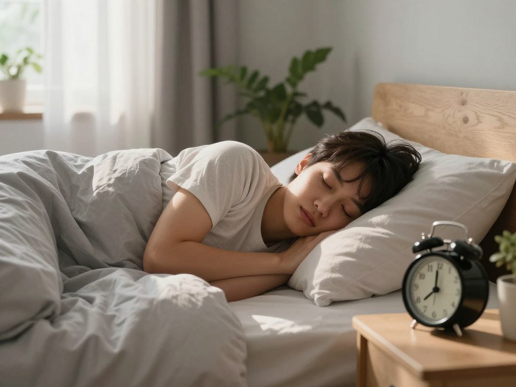 person following healthy sleep routine getting quality rest