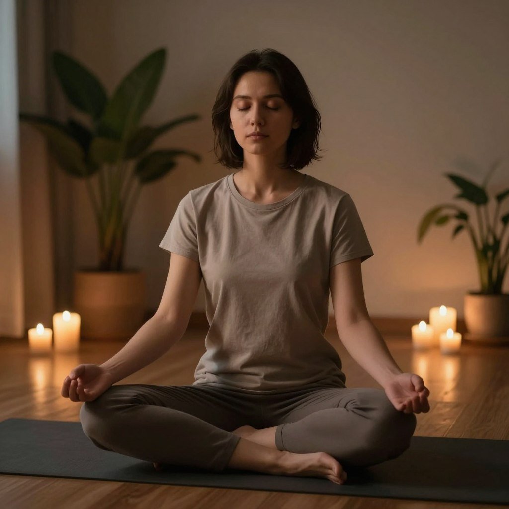 person practicing evening meditation for better sleep