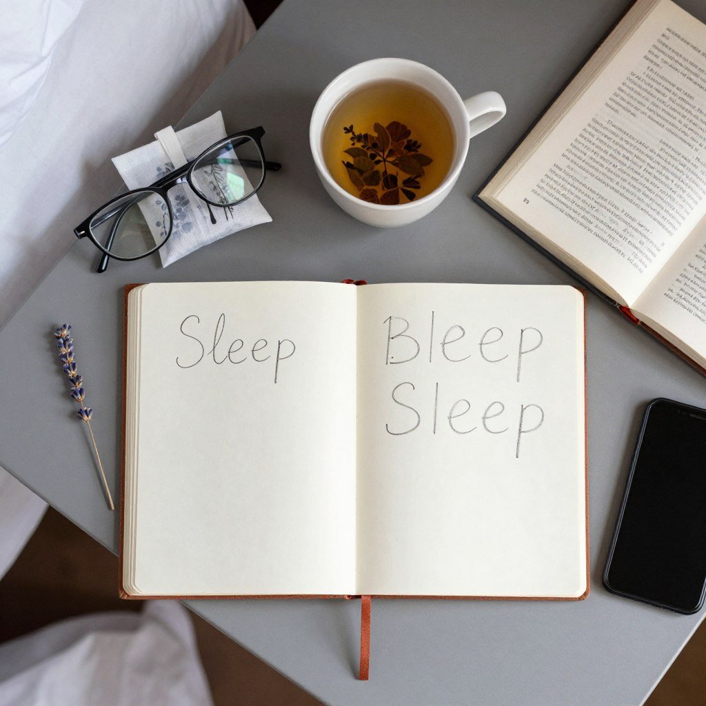 sleep tracking journal and healthy bedtime routine items