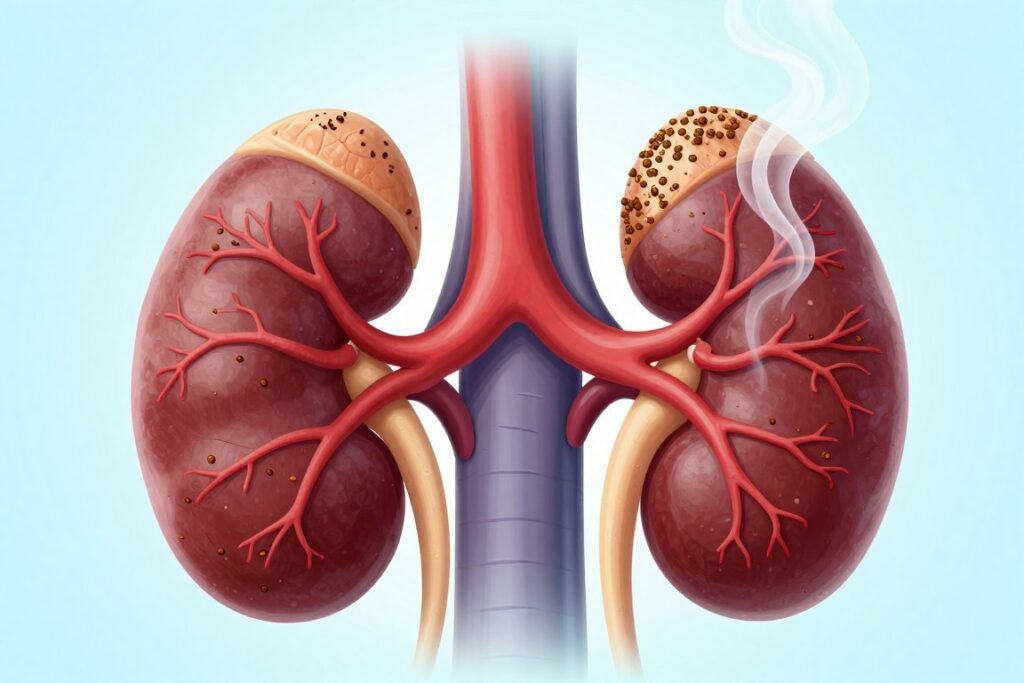 smoking effects on kidney health damage illustration